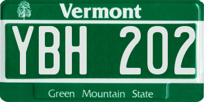 VT license plate YBH202