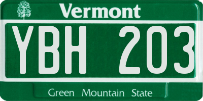 VT license plate YBH203