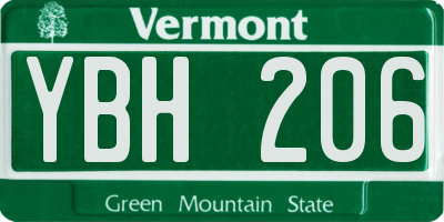 VT license plate YBH206