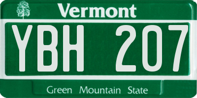 VT license plate YBH207
