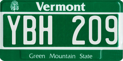 VT license plate YBH209