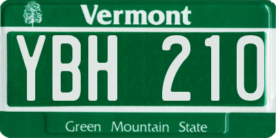 VT license plate YBH210