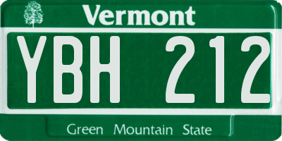 VT license plate YBH212