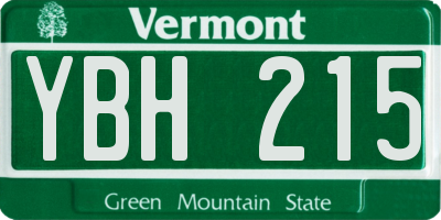 VT license plate YBH215