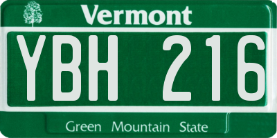 VT license plate YBH216