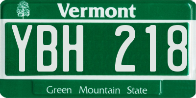 VT license plate YBH218
