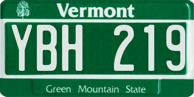 VT license plate YBH219