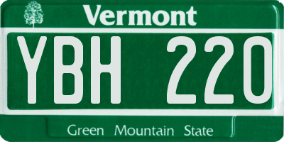 VT license plate YBH220