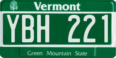 VT license plate YBH221