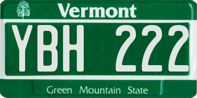 VT license plate YBH222