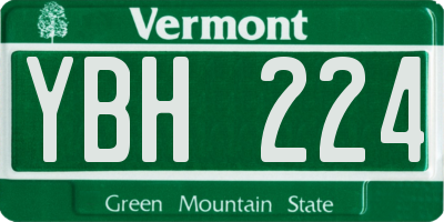 VT license plate YBH224