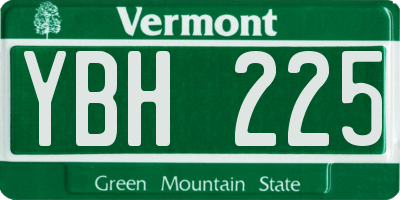 VT license plate YBH225