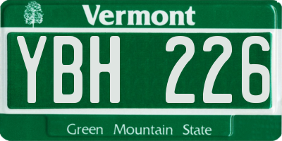 VT license plate YBH226