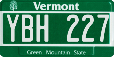 VT license plate YBH227