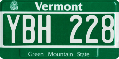 VT license plate YBH228