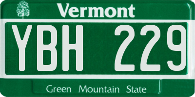 VT license plate YBH229