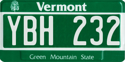 VT license plate YBH232