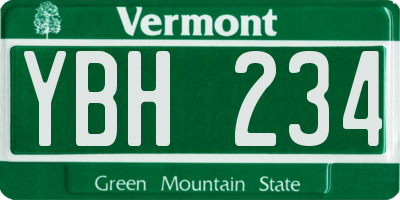 VT license plate YBH234