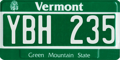 VT license plate YBH235