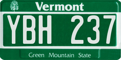 VT license plate YBH237