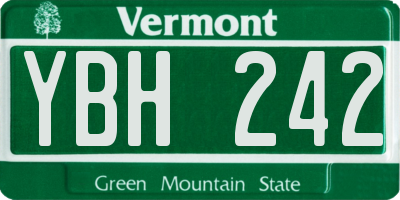 VT license plate YBH242