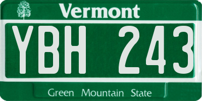 VT license plate YBH243