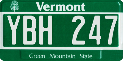 VT license plate YBH247