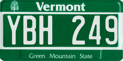 VT license plate YBH249