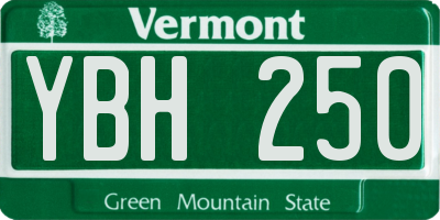 VT license plate YBH250