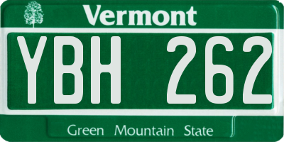 VT license plate YBH262