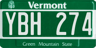 VT license plate YBH274