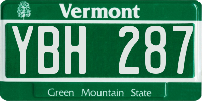 VT license plate YBH287