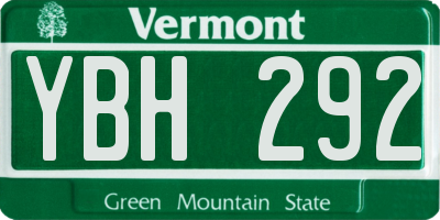 VT license plate YBH292