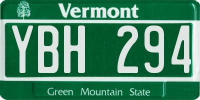 VT license plate YBH294