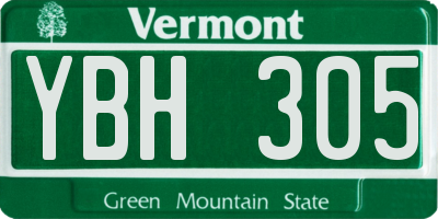 VT license plate YBH305