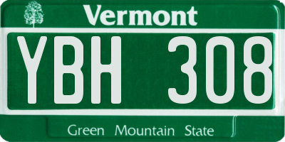 VT license plate YBH308