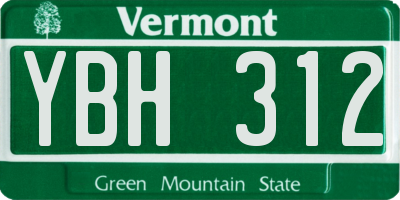 VT license plate YBH312