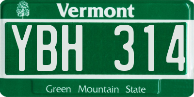 VT license plate YBH314