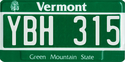 VT license plate YBH315