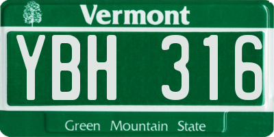 VT license plate YBH316