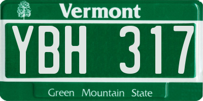 VT license plate YBH317