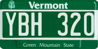 VT license plate YBH320