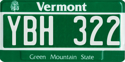VT license plate YBH322