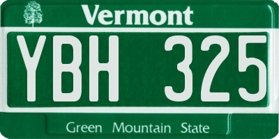 VT license plate YBH325