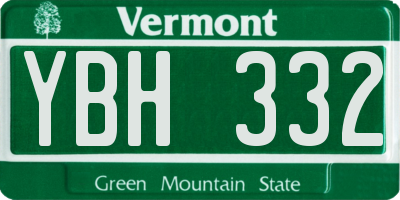 VT license plate YBH332