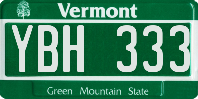 VT license plate YBH333