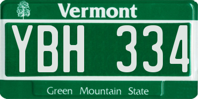 VT license plate YBH334