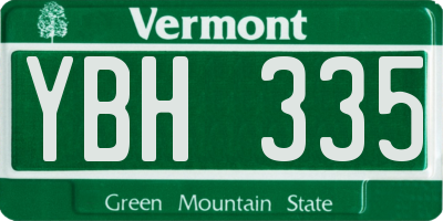 VT license plate YBH335