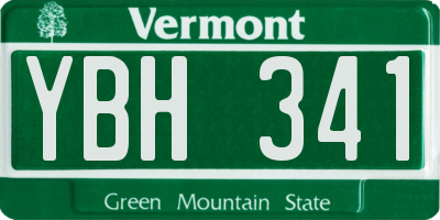 VT license plate YBH341
