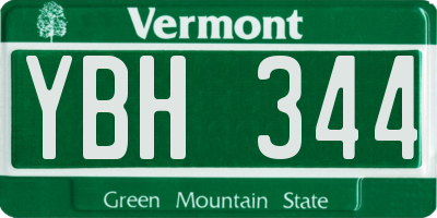 VT license plate YBH344